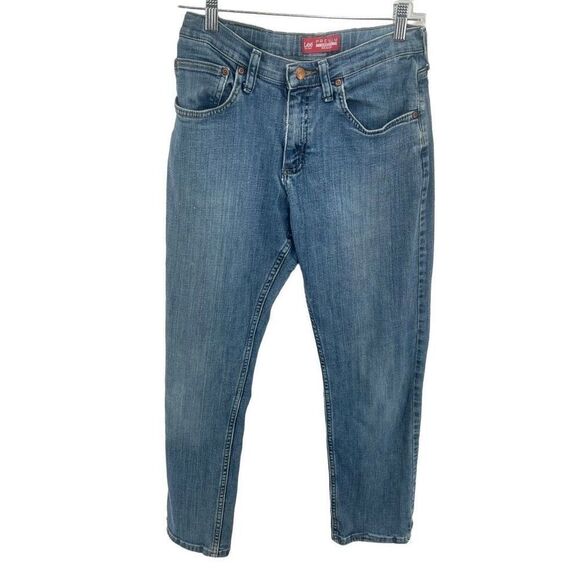 Lee Premium Boys Straight Cut Jeans Denim Regular Adjustable Waist Blue Size 18 - Picture 1 of 13